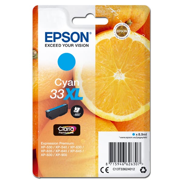 Epson Original Inkjet T33XL / C13T33624012 cyan 8,9 ml