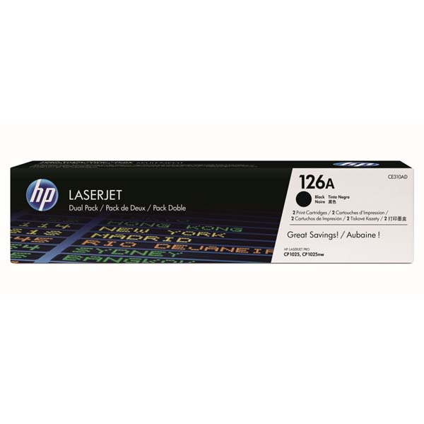 HP Original Toner CE310AD / HP 126A black dualpack 2 x 1 200 pages