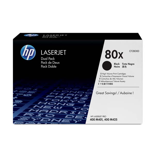 HP Original Toner CF280XD / HP 80X black dualpack 2 x 6 900 pages