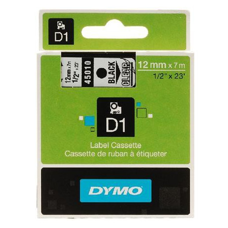 Originál DYMO páska S0720500 D1 12mm x 7m čierna na priehľadnej 45010