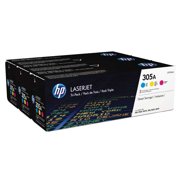 HP Original Toner CF370AM / HP 305A color tripack 3 x 2 600 pages B-box