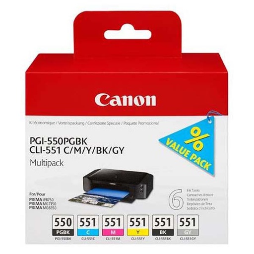 [4002495] Canon Original Inkjet Set PGI-551 / CLI-551 CMYKKG 6509B005 multipack