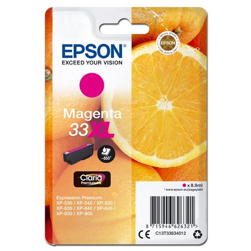 [4C13T33634012AR] Epson Original Inkjet T33XL / C13T33634012 magenta 8,9 ml
