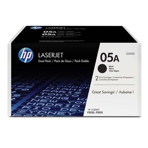 [4001303] HP Original Toner CE505D / HP 05A black dualpack 2 x 2 300 pages
