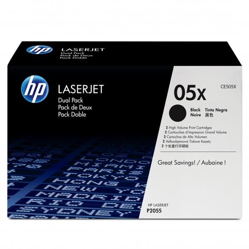 [4000184] HP Original Toner CE505XD / HP 05X black 2 x 6 500 pages